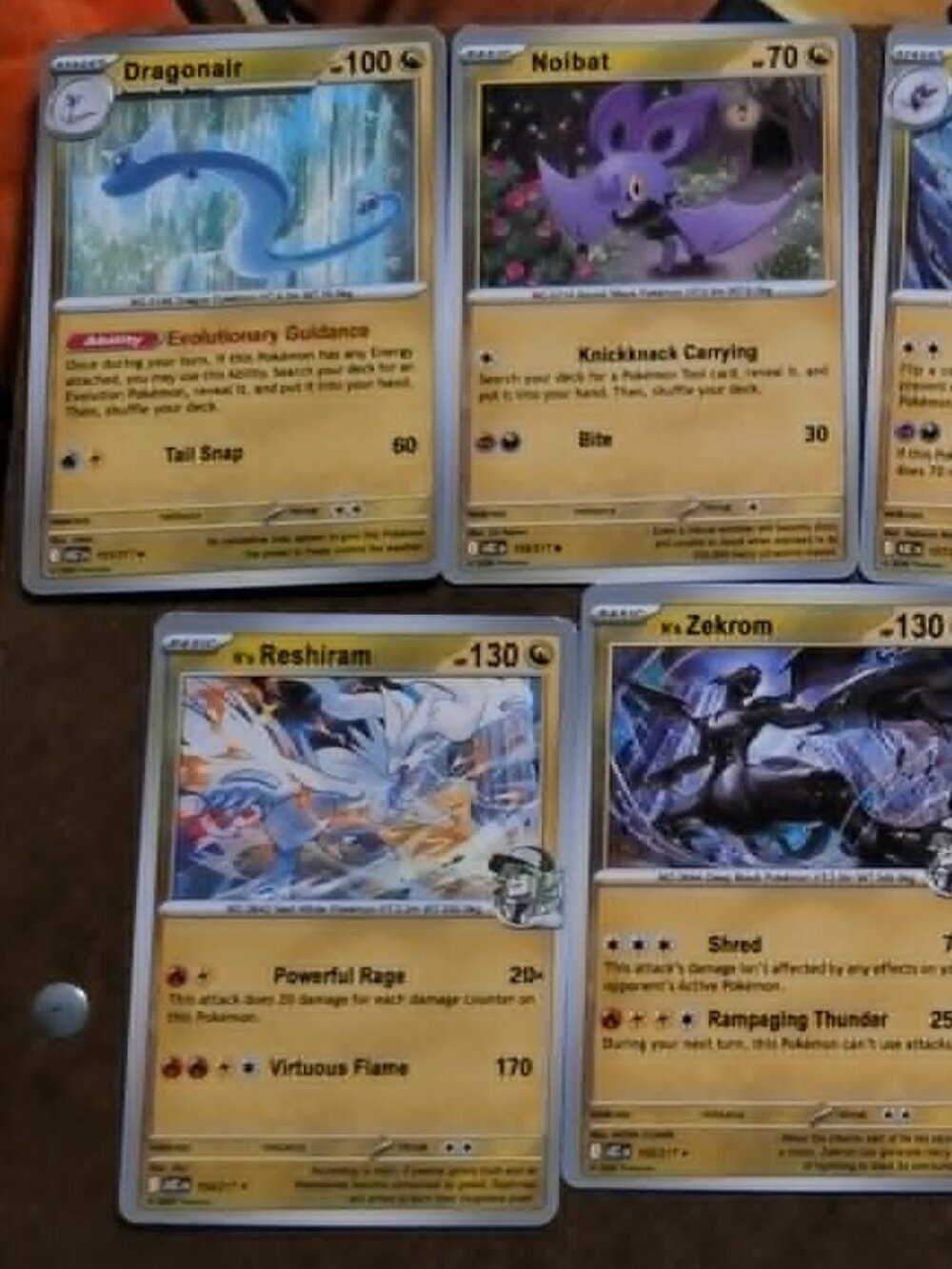 LOT of 9 dragon-type POKEMON CARDS zekrom dragonair goomy noibat reshiram+